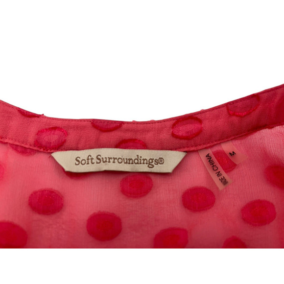 Soft Surroundings Women's Medium Silk Blend Blouse Button Front Flutter Sleeve - Picture 10 of 11